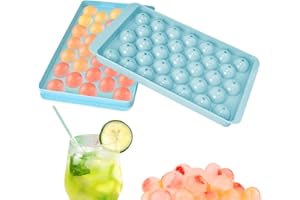 Noewmub Ice Cube Tray with Lid, Round Ice Cube Moulds, Ice Ball Maker Sphere, Easy Release Ice Cube Trays for Chilling Cocktail Whiskey Tea Coffee
