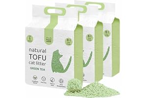 HAPPY MEOW Arena de Tofu para Gatos (18L/7,5Kg) - Natural y Biodegradable - Aglomerante Instantáneo, Bajo en Polvo, Control de Olores Duradero, Ultra Absorbente, Desechable en el Inodoro (Té Verde)