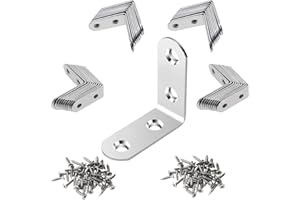 NAHUAA 40 Piezas Escuadras Metalicas 40x40x16 mm Escuadras Para Madera en Forma de L Angulos Metalicos de Acero Inoxidable con 160 Tornillos, Plata