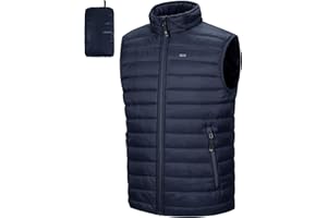 33,000ft Men's Lightweight Gilet, Packable Quilted Puffer Padded Vest Outerwear, Body Warmer Windproof Sleeveless Jacket for Golf Running Hiking Horse Riding
