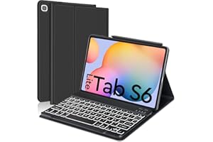 IVEOPPE Teclado Samsung Tab S6 Lite 2024, Funda Teclado Samsung S6 Lite, Teclado Español Ñ Bluetooth Retroiluminada Samsung Galaxy Tab S6 Lite 10.4"(SM-P620/P625/P610/P613/P615/P619) 2020/2022, Negro