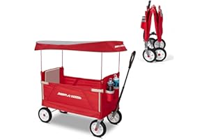 Radio Flyer 3 in 1 Off-Road EZ Fold Wagon with Canopy, Red Folding Wagon