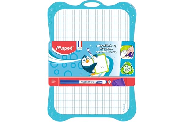 MAPED Ardoise effaçable Blanche Unie/Quad 20x28cm avec accessoires