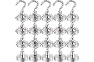 OCEUMAOA 20Pezzi Ganci Magnetici Extra Forti Neodimio Calamita con Gancio Potente Piccole 20mm non c'è bisogno di Fare Buchi Magneti Frigotelaioin Ferro,Soffitto,Cucina,Pesante Magnete Ganci
