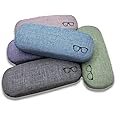 Moonland Specs case eyeglasses case cover spectacles case For sunglasses Case Linen Fabric Metal Portable Hard Shell protective case pouch for eyewear goggles cover storage box for frames, spectacle holder for men & women (Pack of 2) MULTICOLOR