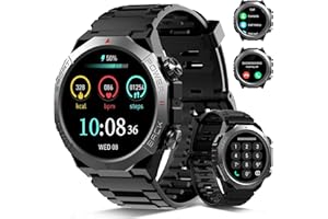 QECNATO Militär Smartwatch Herren Damen, 1.39''HD Display Fitnessuhr für Outdoor, Herzfrequenz, Schlafmonitor, 110+ Sportmodi , IP68 Wasserdicht Sportuhr, 30 Tage Akkulaufzeit, Schrittzähler für Android iOS
