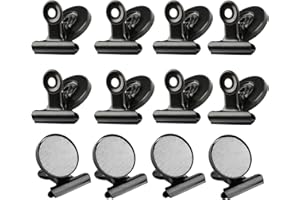 ENCURYNA 12 pièces Clip Magnétique, Aimant Frigo Clips Magnétique, Pinces à Dessin, Aimantée Tableau pour pour Le Bureau à Domicile et L'école, Fichiers Suspendus, Photos, Notes, Factures, Cartes - Noir
