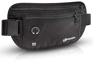 praxxim Sac banane plat pour sport, jogging, voyage en toute sécurité,Sac banane noir pour homme et femme, s, Sac banane plat pour hommes et femmes