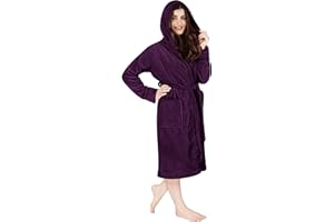 NY Threads Luxury Ladies Hooded Dressing Gown Super Soft Fleece Women's Robe Comfortable Loungewear and Nightwear