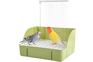 Umisu Vogel Badehaus Badewanne Automatisches Vogelbad mit Pumpe, Vogeltränke Bad Vogel Dusche Zubehör für Sittiche Vögel Papagei (Grün, L)