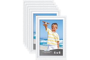 Icona Bay 6x4 inch Picture Frames (White, 6 Pack) Beautifully Detailed Moulding, Contemporary Picture Frame Set, Wall Mount or Table Top, Inspirations Collection