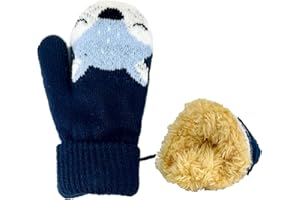 BEISIJIA Moufles tricotées chaudes pour enfants de 1 à 4 ans avec cordon de serrage, Blue, Taille Unique