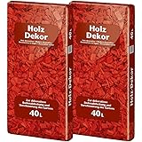 Floragard Mulch Universal Holzdekor rot 2x40 L • Rindenmulch • in roter Färbung • zum Abdecken • dekorativer Bodenbelag • unt