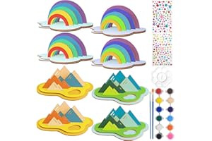 Shinybox Manualidades Madera Kit, 8 Piezas 3D Arcoíris Manualidades y Montañas Niños, Decoración de Pintura Infantil de Bricolaje para Artesanía Hecha a Mano de Bricolaje de Niños Regalos