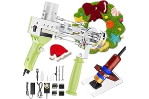 Tufting,Helangel Pistolet Tufting 2 en 1 Pistolet À Touffeter 5-40 Étapes/S Tufting Gun électrique 7-21 mm Réglable Machine à Tricoter Les Tapis pour Christmas l'Artisanat Tapis Vêtements