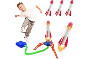 NHYDZSZ Kosmiczna rakieta zabawka, wyrzutnia rakiet dla dzieci, na zewnątrz rakieta zabawka, rakieta pedałów z 6 rakietami pianki, dla dzieci w wieku 3-12 lat, prezent dla chłopców