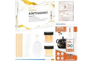 Endhokn Kintsukuroi Gold Repair Kit, Beginner DIY Art Kit and Gift Set, 25ML Glue to Beautify Porcelain, Ceramics, Plaster, Glass