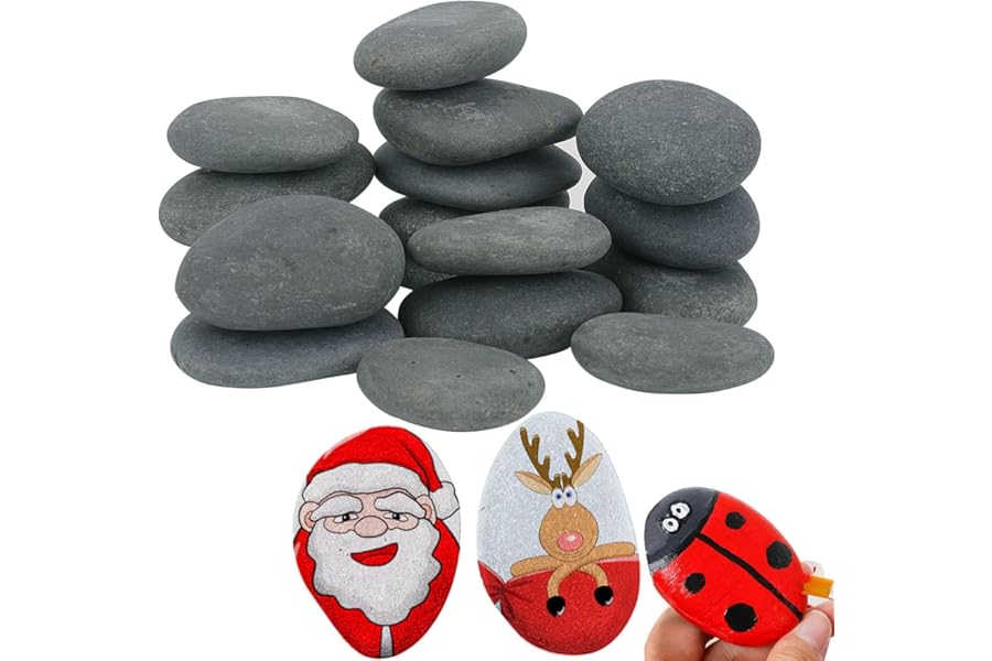 Hisredsun 16 Pcs Painting Rock,pebbles for Arts and Craft Painting,Smooth Large Pebbles for painting,Natural river Stone 5-8cm