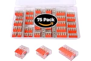 BASECONEX 75 Conectores Rápidos de Cable Eléctrico con Palanca, Terminales Transparentes y Reutilizables para Empalme de Cobre y Aluminio, 2/3/5 Vías, Instalaciones Seguras en Hogar y Oficina