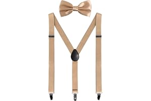 BEAFACE Mens Braces and Bow Tie Set, Suspenders Braces for Men Trousers with 3 Strong Clips, Elastic Adjustable Formal Braces for Wedding Business Daily-Wear