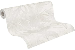 Livingwalls Papel pintado 396542 con hojas de palmera en crema, beige - papel pintado floral de alta calidad con textura fina y efecto metálico en dorado - 10,05m x 0,53m - Fabricado en Alemania