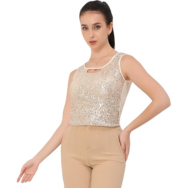 Buy cfzsyyw Women's Sleeveless Sparkle Shimmer Camisole Vest