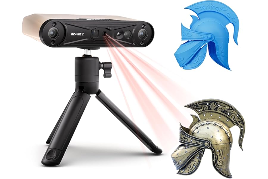 Revopoint INSPIRE 2 3D Scanner for 3D Printing, Dual Mode Structured Light & Laser, Up to 0.03mm Precision, Outdoor Scanning, Optical Zoom, for iOS/Android/macOS/Windows 10/11, Standard