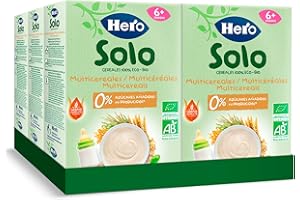 Hero Solo Bouillie Multicéréales Bio – Céréales Bio, Grain Complet, Sans Sucres Ajoutés et Sans Lait - pour Bébés Dès 6 Mois - Lot de 6 X 300 g
