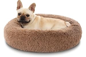 Kfnire Cuccia Cane Gatto Rotondo da Ciambella Soffice Pelliccia Sintetica di Peluche Letto Per Cani e Gatti [M, Ø50 cm] Cuccia per Cane Gatto con Fondo Resistente All'acqua e Antiscivolo