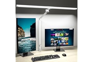VERSKI Schreibtischlampe für Büro, Tageslichtlampe Schreibtisch, 24W Monitor Lampe, Ultrahell mit Gestenerkennung, Einstellbare Helligkeit und Farbtemperatur, Tischlampe für Arbeitszimmer, Mattweiß