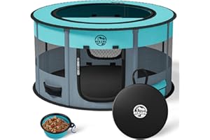 BEBANG Welpen Hundelaufställe Tierlaufstall Faltbar für Kleintiere Hunde, Hundebox Cat Crate Haustiereinschluss Zwinger Playpens mit Tragetasche Zusammenklappbare Schüssel