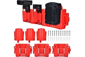 Easyhomie Supporto batteria per batterie Milwaukee 12 V M12 e 18 V M18, aggiornato 3 in 1, ideale per officina e garage (batteria non inclusa)