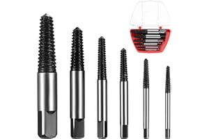 XUJINSONGG 6 x Damaged Screw Extractor Sets, Easy Out Broken Bolt Extractor Set Kit, Screw Remover Set, Stripped Screw Extractor Kit, Stud Extractor Set Drill Bit Kit for 1/8 to 1 inch Broken Nut Pipe Faucet