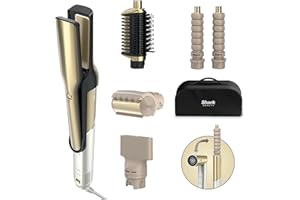 Shark Glam Sleek Straight Waves & Curls Multi-Styler, Gloss Lock Shine Technology, Silki Air Straightener, Glossi Styler for Smooth Blow Dries, Auto-Wrap Curlers, Frizzfighter Tool, HD6051SUK