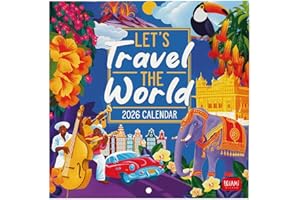 Legami Kalendarz ścienny na rok 2026, Travel the World, kalendarz ścienny z małym motywem, 12 miesięcy i planer roczny w języku angielskim, miejsce na notatki, znaki zodiaku, święta międzynarodowe, 18