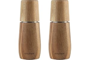 Salter Edith Acacia Salt & Pepper Mills – Seasoning Mill Set, FSC®-Certified Wood, Ceramic Grinding Mechanism, Adjustable Grind from Fine to Coarse, Suitable for Rock Salt & Peppercorns, Spice Grinder