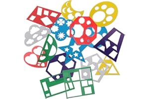 ABEILLO 16 Stück Geometrische Formen Schablonen für Kinder, 15 x 15 cm Bunte Lernwerkzeuge Zeichenschablonen Set, Wiederzuverwendend Kunststoff, Geometric Templates, für DIY Handwerk Lernen und Basteln
