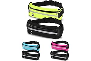 DORNNA® 2x1 Ceinture Running Smartphone Homme et Femme, Sac Banane Sport de Course a Pied, Sport, Footing, Courir - Fitness Belt Bag pour Tous Les Telephones. (Vert et Noir)