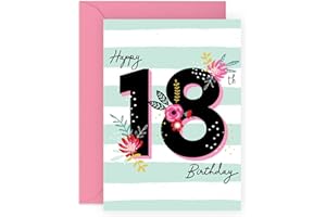 CENTRAL 23 Kartka na 18. urodziny dla dziewcząt kobiet nastolatków - ładne prezenty na 18. urodziny dla niej - dla córki wnuczki siostrzenicy - osiemnaste urodziny - w zestawie z zabawnymi naklejkami