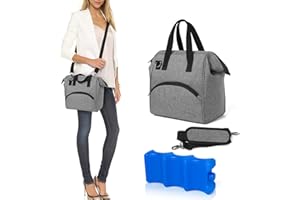 Luxja Breast Milk Cooler Bag with Ice Pack, Cool Bag for Baby Bottles (for 6 Bottles, up to 270 ml), Baby Bottle Bag for Transporting Breast Milk and Other Accessories, Grey, gray, Suitcase