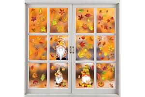 NHYDZSZ 6 Stück Erntedankfest Fensteraufkleber, Herbst Blätter Fensterbilder, Ahornblätter Fenster Aufkleber, Statisch Fenster Aufkleber Sticker Thanksgiving Herbstdeko, für Kinderzimmer (6)