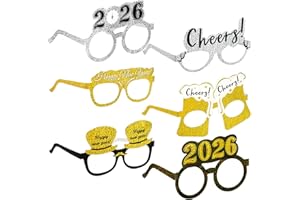 HOWAF 18 Stücke 2025 Silvester Brille Happy New Year Partybrillen Lustige Silvester Brillen Foto Requisiten für Kinder Erwachsene Silvester Deko 2025 Glücksbringer Silvester Party Zubehör