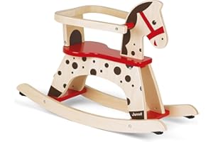 Janod - Caramel Wooden Rocking Horse - Toddler Toy - Learning Balance - For children from the Age of 1, J05984, Brown and Red