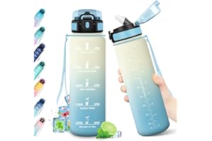 KollyKolla Borraccia 1L, Borraccia con Cannuccia, Motivazionale, Bottiglia Riutilizzabile, senza BPA, A Prova di Perdite, Bottiglia con Marcatori Temporali per Fitness, Studenti, Ufficio, Sportive