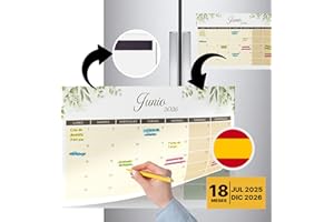 Finoly Calendario Magnetico Nevera Julio 25 Diciembre 26 (18 Meses) | Calendario Iman Nevera 2025 | Almanaque Magnético con Adhesión Fuerte (Naturaleza)