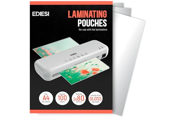 Ediesi, Pochette Plastifieuse a4 / Pack 100 Pièces/Finition Brillante/Aspect Haute Qualité/Photos, Affiches/Loisirs Créatifs/Technologie ImageLast