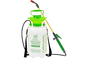GREEN HAVEN 5 Litre Pump Action Pressure Sprayer - Pump sprayer with Adjustable & Carrying Strap, High-Pressure Spray for Weed Killer Pesticides Fungicides Cleaning