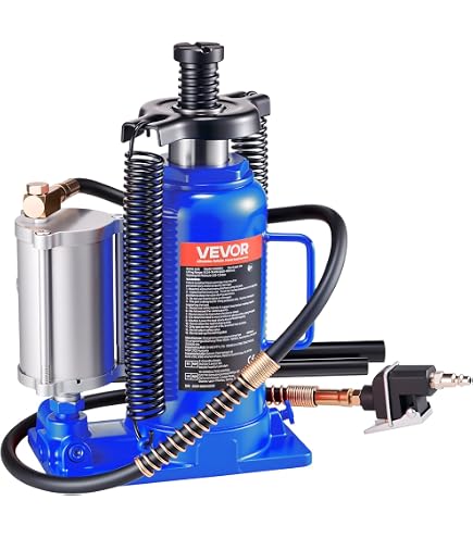 VEVOR Cric A Bottiglia Pneumatico Idraulico Da 10 Tonnellate – Sollevamento Da 235 A 470 Mm, Con Vite Di Regolazione E Pompa Manuale – Per Auto, SUV E Camper