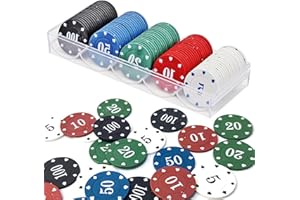 NEYSA 5 Color Poker Chips Set, 100pcs, Casino Quality, Math Learning, Game Night
