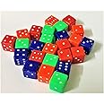 SSKR Six Sided 12.5 mm Size Multi Color Dice or Die for Playing Ludo Board Games and Poker Chip Set Games - Pack of 12 Pieces